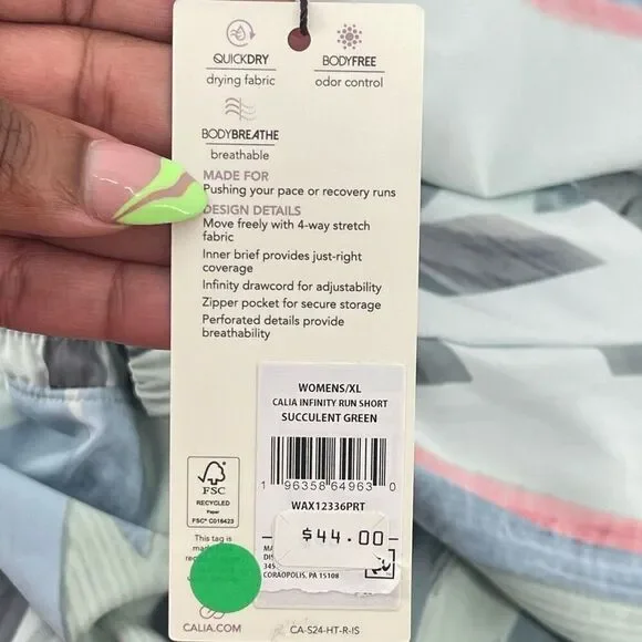 Calia Mid-Rise Infinity Shorts XL | 3” Inseam, Succulent Green, Run Collection - Picture 11 of 14